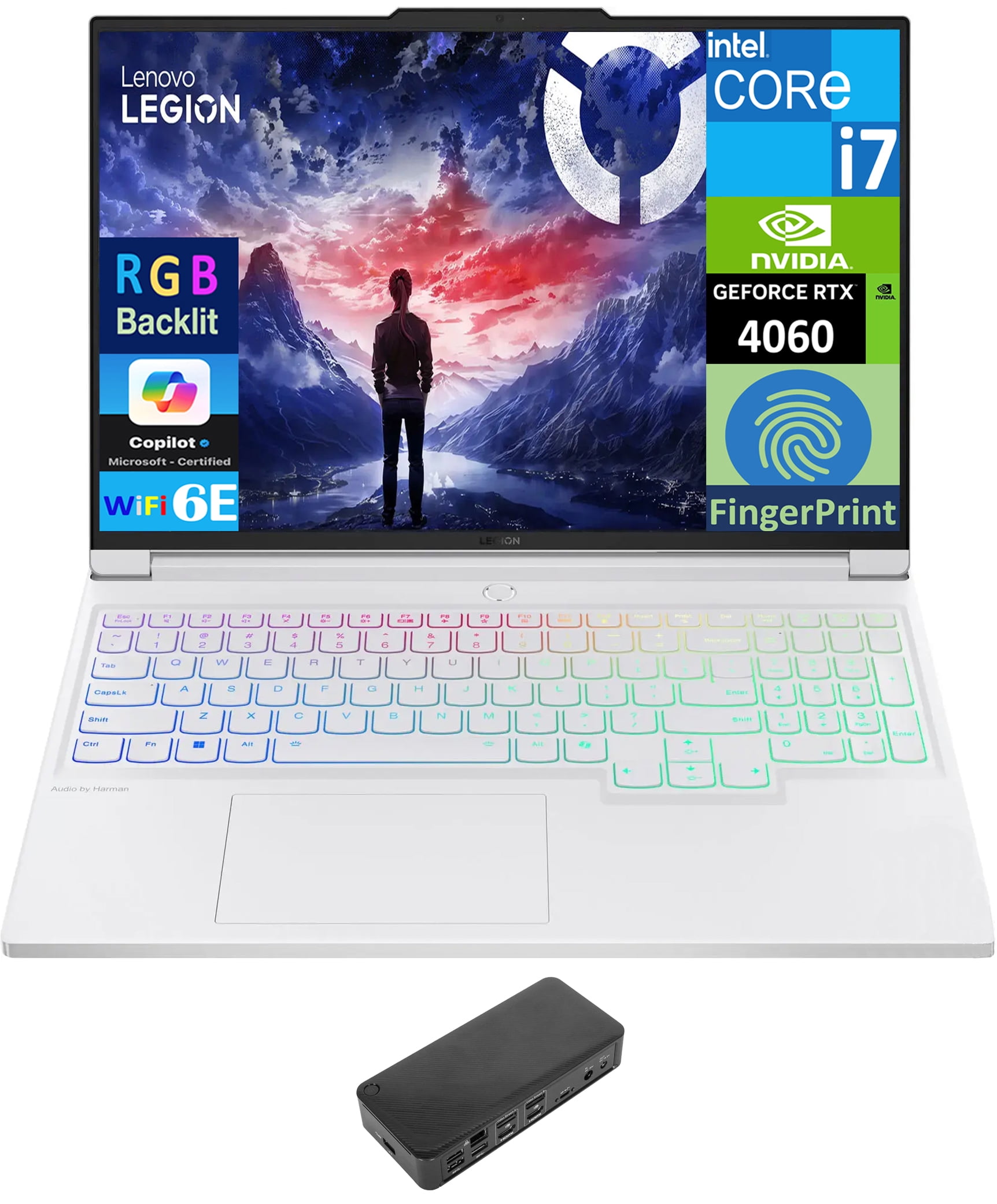 Lenovo Legion 7i Gaming Laptop 16.0in 240Hz IPS WQXGA Display (Intel i7-14700HX, GeForce RTX 4060 8GB, 16GB DDR5, 2x2TB PCIe SSD (4TB), RGB KB, Fingerprint, Thunderbolt 4, Win 11 Pro) w/USB-C Dock