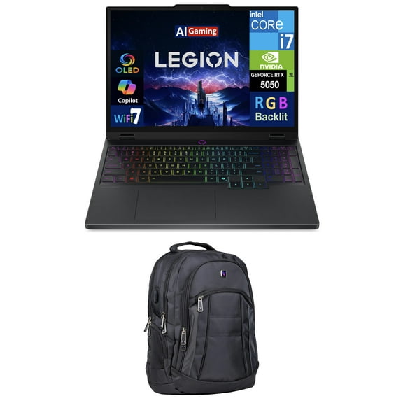 Lenovo Legion Gaming Laptop 15.1in 165Hz OLED WQXGA Display (Intel i7-14700HX, GeForce RTX 5050 8GB, 32GB DDR5, 2TB PCIe SSD, RGB KB, WiFi 7, Webcam, Bluetooth 5.4, Win 11 Pro) w/Premium Backpack