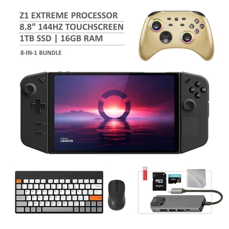 Lenovo Legion Go 1TB SSD Gaming Handheld 8.8-inch Touchscreen 144Hz 2K QHD AMD Ryzen Z1 Extreme Processor, Mytrix Gold Wireless Pro Controller, Hub, 128GB MicroSD, Keyboard & Mouse, 8 in 1 Bundle