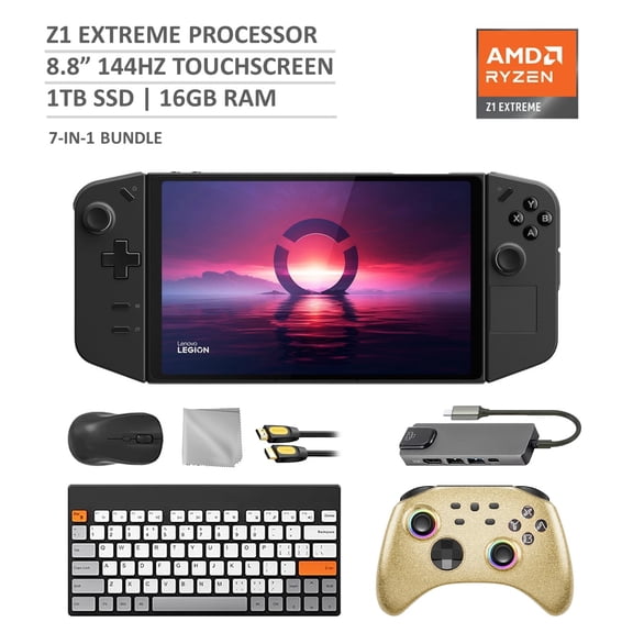 Lenovo Legion Go 1TB SSD Gaming Handheld 8.8-inch Touchscreen 144Hz 2K QHD AMD Ryzen Z1 Extreme Processor, Mytrix Gold Wireless Pro Controller, Hub, Keyboard & Mouse Combo, 7 in 1 Bundle