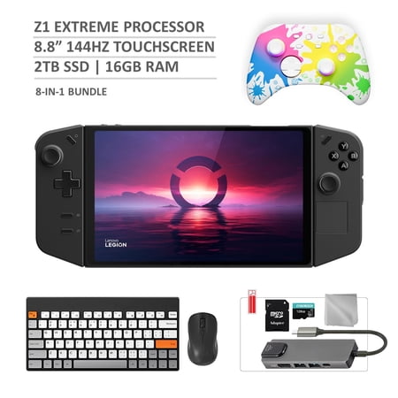 Lenovo Legion Go 2TB SSD Gaming Handheld 8.8-inch Touchscreen 144Hz 2K QHD AMD Ryzen Z1 Extreme Processor, Mytrix Inkjet Wireless Pro Controller, Hub, 128GB MicroSD, Keyboard & Mouse, 8 in 1 Bundle