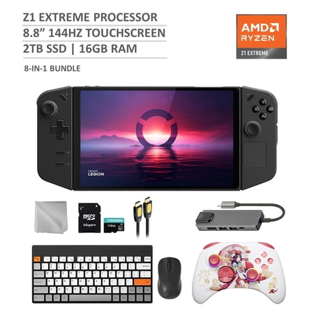 Lenovo Legion Go 2TB SSD Gaming Handheld 8.8-inch Touchscreen 144Hz 2K QHD AMD Ryzen Z1 Extreme Processor, Mytrix Touro Wireless Pro Controller, Hub, 128GB MicroSD, Keyboard & Mouse, 8 in 1 Bundle