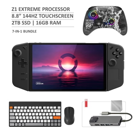 Lenovo Legion Go 2TB SSD Gaming Handheld 8.8-inch Touchscreen 144Hz 2K QHD AMD Ryzen Z1 Extreme Processor, Mytrix Zero-Kirin Wireless Pro Controller, Hub, Keyboard & Mouse Combo, 7 in 1 Bundle