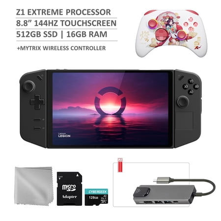 Lenovo Legion Go 512GB Gaming Handheld 8.8-inch Touchscreen 144Hz 2K QHD AMD Ryzen Z1 Extreme Processor, Mytrix Touro Wireless Pro Controller, Hub, 128GB MicroSD Card, 5 Accessories: 6 in 1 Bundle