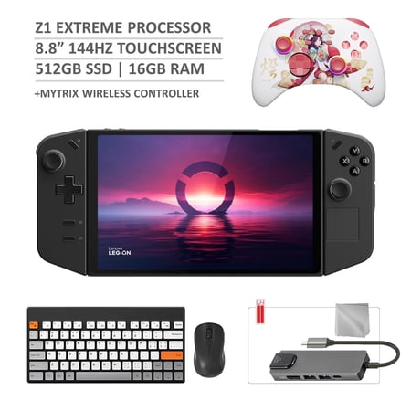 Lenovo Legion Go 512GB Gaming Handheld 8.8-inch Touchscreen 144Hz 2K QHD AMD Ryzen Z1 Extreme Processor, Mytrix Touro Wireless Pro Controller, Hub, Keyboard & Mouse Combo, 7 in 1 Bundle