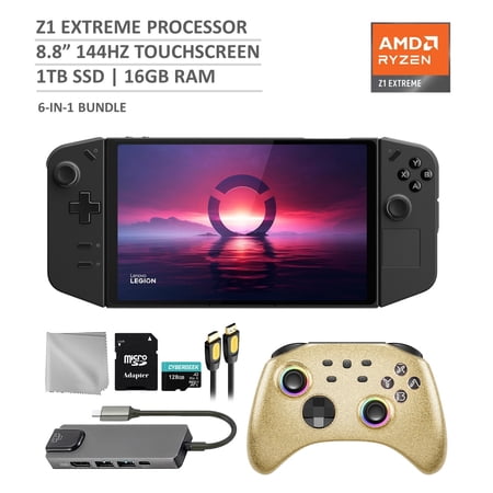 Lenovo Legion Go Handheld Video Game with 128GB MicroSD Card, Black