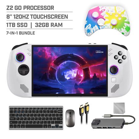 Lenovo Legion Go S 1TB SSD Gaming Handheld 8-inch Touchscreen 120Hz WUXGA AMD Ryzen Z2 Go CPU, Mytrix Inkjet Wireless Pro Controller, Hub, Keyboard & Mouse Combo, 7 in 1 Bundle