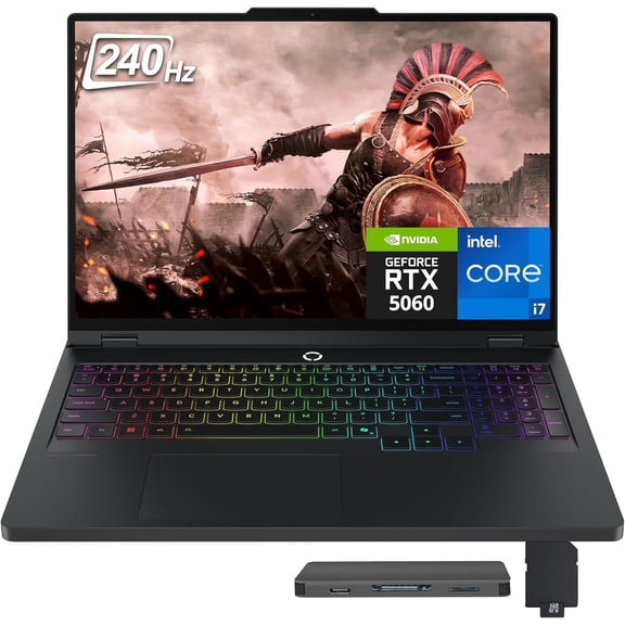 Lenovo Legion Pro 5 16" WQXGA 240Hz Gaming Laptop, Intel i7-14650HX, GeForce RTX 5060, 16GB DDR5, 2TB Storage(1TB SSD+1TB Docking Station), 24-Zone RGB Backlit Keyboard, Wi-Fi 7, Win 11 Pro, Black