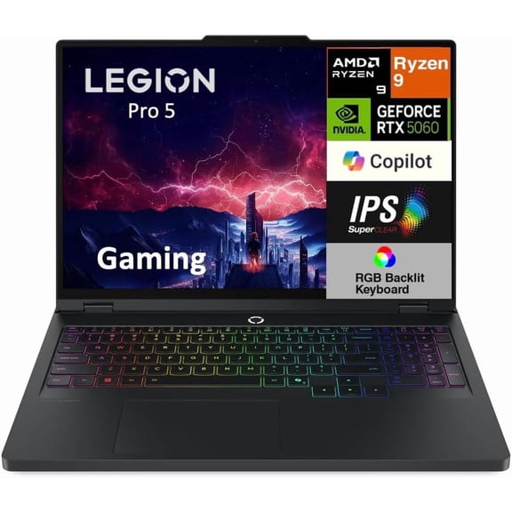 Lenovo Legion Pro 5 Gaming Laptop 16.0" IPS WQXGA, Ryzen 9 8945HX, RTX 5060, 64GB/1TB, Win11 Pro