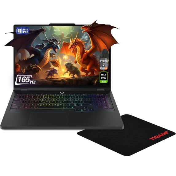 Lenovo Legion Pro 5 Gaming Laptop, AMD Ryzen 7-8745HX, 64 GB DDR5 RAM, 1 TB PCIe SSD, 16" 2.5K (2560x1600) 165Hz, Nvidia G-Force RTX 5060, 24-Zone RGB Backlit Keyboard, W11 Pro, Black+Traix Mousepad