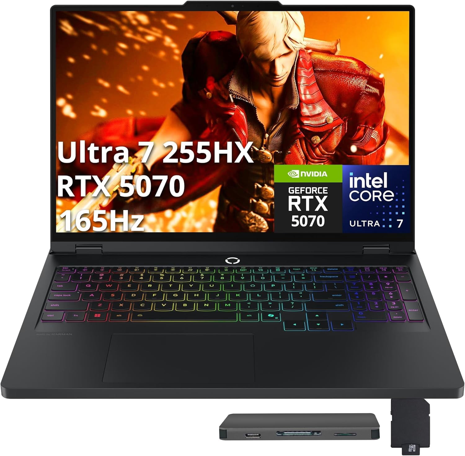 Lenovo Legion Pro 5i 16" WQXGA 165Hz Gaming Laptop, Intel 20-core Ultra 7 255HX (Beats Intel i9-14900HX), GeForce RTX 5070, 64GB DDR5, 2TB SSD, Backlit, Win 11 Pro, Black, 1TB Docking Station
