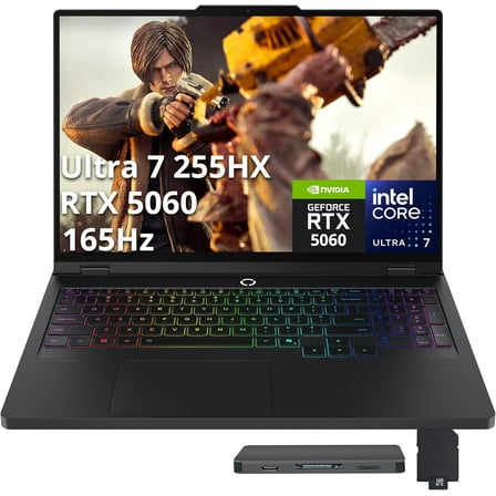 Lenovo Legion Pro 5i 16" WQXGA OLED 165Hz Gaming Laptop, Intel Ultra 7 255HX, 32GB DDR5, 1TB SSD, GeForce RTX 5060, 24-Zone RGB Backlit Keyboard, Win 11 Pro, Black, 1TB Docking Station Set