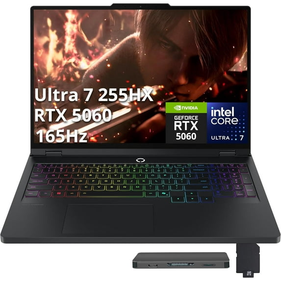 Lenovo Legion Pro 5i 16" WQXGA OLED 165Hz Gaming Laptop, Intel Ultra 7 255HX, 64GB DDR5, 4TB SSD, GeForce RTX 5060, 24-Zone RGB Backlit Keyboard, Win 11, Black, 1TB Docking Station Set