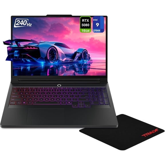 Lenovo Legion Pro 7 16IAX10H Gaming Laptop, Intel 9-275HX, 64 GB DDR5 RAM, 1 TB PCIe SSD, 16" WQXGA (2560x1600), Nvidia G-Force RTX 5080, RGB Backlit Keyboard, W11 Home, Eclipse Black+Traix Mousepad