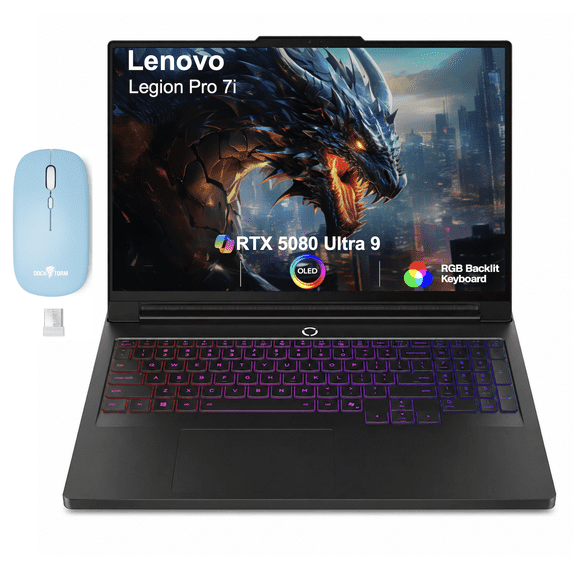 Lenovo Legion Pro 7i AI Gaming Laptop 16.0in 240Hz OLED WQXGA Display (Intel Ultra 9- 275HX, NVIDIA GeForce RTX 5080 16GB, 64GB DDR5, 4TB PCIe SSD, RGB KB, Win 11 Pro) w/Dockztorm Wireless Mouse