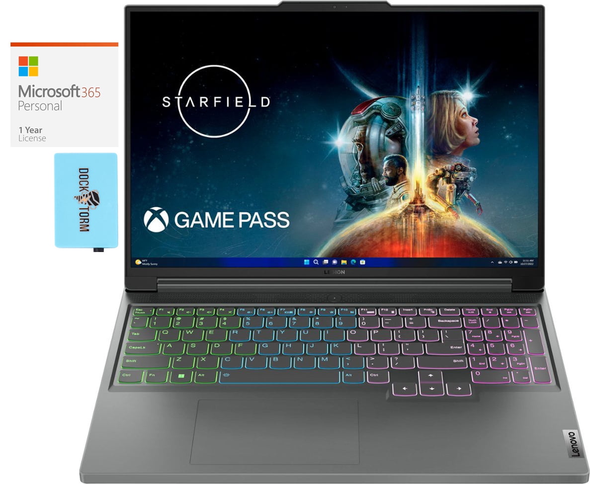Lenovo Legion Slim 5 Gaming/Entertainment Laptop (AMD Ryzen 7 7840HS 8-Core, 16.0in 165 Hz Wide QXGA (2560x1600), Win 11 Home) with Microsoft 365 Personal , Dockztorm Hub