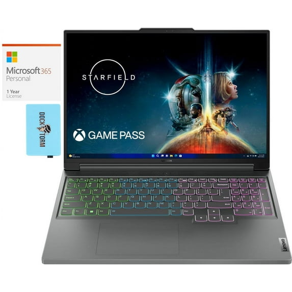 Lenovo Legion Slim 5 Gaming/Entertainment Laptop (AMD Ryzen 5 7640HS 6-Core, 16.0in 144 Hz Wide UXGA (1920x1200), Win 11 Home) with Microsoft 365 Personal , Dockztorm Hub