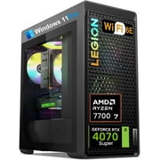 Lenovo Legion T5 Gen 8 Tower Gaming Desktop PC, NVIDIA GeForce RTX 4070 12GB GDDR6X, 32GB DDR5, 2TB SSD, AMD Ryzen 7 7700(up to 5.3GHz), Windows 11 Pro, Wi-Fi 6E