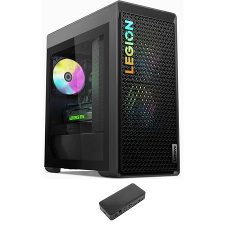 Lenovo Legion Tower 5 Gen 8 Gaming/Entertainment Desktop PC (AMD Ryzen 7 7700 8-Core, GeForce RTX 4070 SUPER 12GB, 32GB DDR5 5200MHz RAM, Win 11 Home) with USB-C Dock