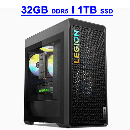 Lenovo Legion Tower 5 Premium Gaming Desktop AMD 8-core Ryzen 7 7700 32GB DDR5 1TB SSD GeForce RTX 4070 Ti Super 16GB USB-C RGB Light Fan 850W PSU 3-month Xbox PC Game Pass Win11