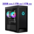 thumbnail image 1 of Lenovo Legion Tower 5 Premium Gaming Desktop AMD Octa-core Ryzen 7 5700G Processor 32GB DDR4 1TB SSD + 1TB HDD Nvidia GeForce RTX 3060 Ti 8GB Graphic USB-C DisplayPort RGB Airflow Win11 Black, 1 of 6