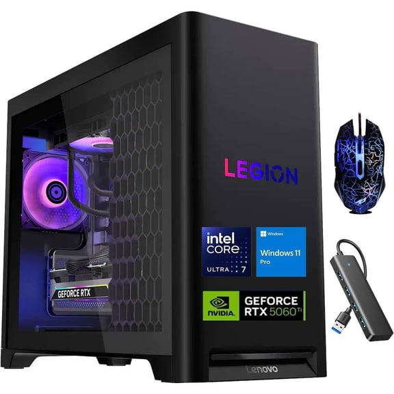 Lenovo Legion Tower 5i Gaming Desktop, Intel Core Ultra 7 265F, NVIDIA GeForce RTX 5060 Ti 8GB GDDR7, 32GB DDR5 RAM,1TB PCIe SSD, Copilot AI Windows 11 Pro, Black