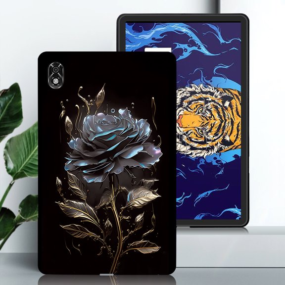 for Lenovo Legion Y700 8.8 inch TB-9707F Floral Pattern Case, Luxury Ultra Slim Flexible Lightweight Anti-Fingerprint Drop Protective Heat Dissipation with Soft TPU Cover, Black Rose