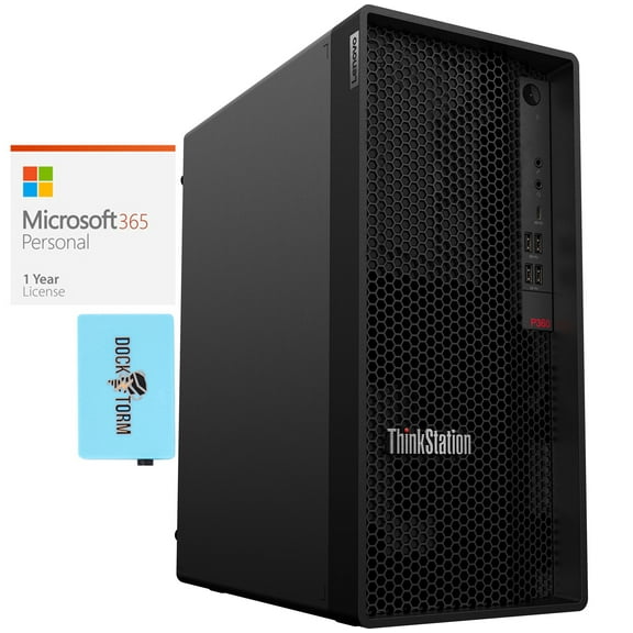 Lenovo P360 Workstation Desktop (Intel i7-12700 12-Core, Intel UHD 770, 64GB DDR5 4800MHz RAM, 512GB PCIe SSD, Wifi, Bluetooth, Win 10 Pro) with Microsoft 365 Personal , Dockztorm Hub