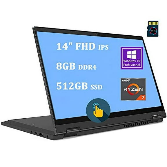 Lenovo Premium Flex 5 2-in-1 Business Laptop | 14" FHD IPS Touchscreen | AMD 8-Core Ryzen 7 4700U (> i7-10510U) | 8GB DDR4 512GB SSD | Fingerprint Backlit USB-C HDMI Dolby Win10Pro + 32GB MicroSD Card