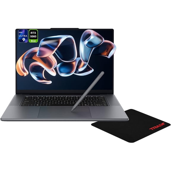 Lenovo Pro 9i Aura Edition Laptop, Intel Ultra 9-386H, 32 GB LPDDR5x RAM, 1 TB PCIe SSD, 16" (2880x1800) Multi-Touch, Nvidia G-Force RTX 5060, Backlit Keyboard, W11 Home, Thunder Grey+Traix Mousepad