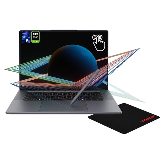 Lenovo Pro 9i Laptop, Intel Ultra 9-386H, 32 GB LPDDR5X RAM, 2 TB PCIe SSD, 16" 3.2K (2560x1660) OLED Touchscreen, Nvidia G-Force RTX 5060, Backlit Keyboard, W11 Home, Gray, Pen Gen 2+Traix MousePad