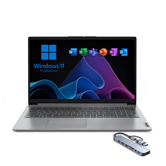 Lenovo Professional Laptop 15.6" FHD Display, Intel Core i5-1335U, 16GB RAM, 512GB PCIe NVMe SSD, Microsoft Office License included, Windows 11 Pro (Gray) + USB HUB