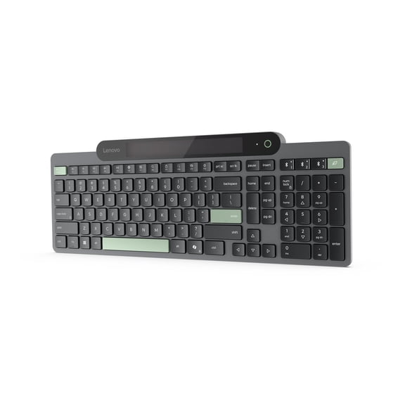 Lenovo Self-Charging Bluetooth Keyboard-US English - Wireless Connectivity - Bluetooth - 5.1 - 108 Key(s) - Windows 10, Windows 11 - English (US) - Notebook - PC - Recycled Plastic - Plunger Keyswi...
