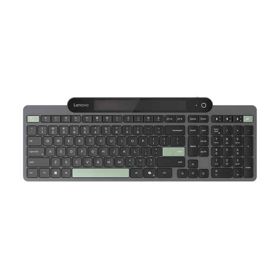 Lenovo Self-Charging Bluetooth Keyboard-US English - Wireless Connectivity - Bluetooth - 5.1 - 108 Key(s) - Windows 10, Windows 11 - English (US) - Notebook - PC - Recycled Plastic - Plunger Keyswi...