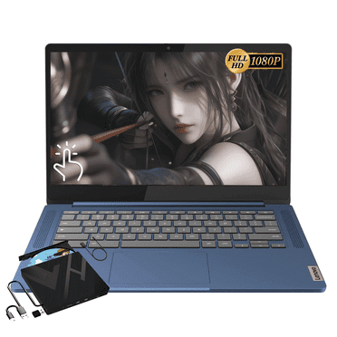 Lenovo Slim 3 Chromebook Laptop for Students, 14 Inch FHD Touch-Screen, MediaTek Kompanio 520, 4GB RAM, 64GB eMMC, 128GB Micro SD Card, MediaTek Graphics, Wi-Fi 6, Chrome OS