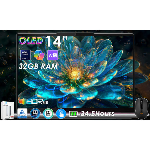 Lenovo Slim 7i Aura Edition, 14" OLED Touch Copilot  PC, Intel Core Ultra 7 258V, 32GB RAM, 1TB SSD, Wi-Fi 7, Win 11 Pro, 2.84 lbs, Storm Grey, W/Wireless Mouse