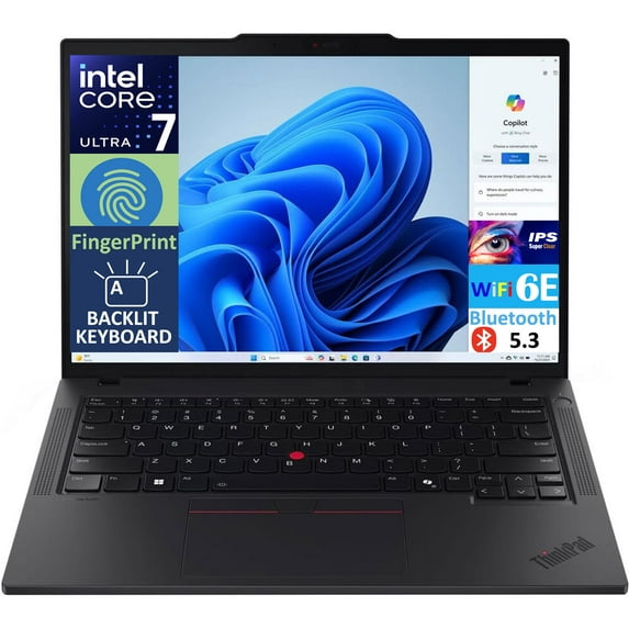 Lenovo T14 Gen 5 AI Powered Laptop 14.0in IPS WUXGA Display (Intel Core Ultra 7 155U, 64GB DDR5, 2TB PCIe SSD, Intel Graphics, Backlit KB, Fingerprint, 2 Thunderbolt 4, WiFi 6E, Webcam, Win 11 Home)