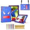 thumbnail image 1 of for Lenovo Tab M10 (3rd Gen) 10.1 TB-328F Silicone PC Kids Case, with 2-way Angles Stand + Adjustable Shoulder Strap + Pencil Holder Heavy Duty Protection Shockproof Rugged Case,Blue+Red, 1 of 6