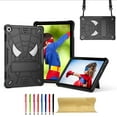 thumbnail image 1 of for Lenovo Tab M10 (3rd Gen) 10.1 TB-328F Silicone PC Kids Case, with 2-way Angles Stand + Adjustable Shoulder Strap + Pencil Holder Heavy Duty Protection Shockproof Rugged Case,Black, 1 of 6