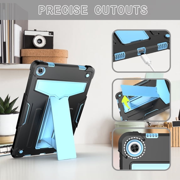for Lenovo Tab M10 FHD Plus 10.3" 2020 Case with Pencil Holder & Kickstand, Shockproof Drop Proof Kids Friendly Rugged Full Body Protective Cover for Lenovo Tab M10 FHD Plus 10.3" 2020, Black+Blue