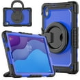 thumbnail image 1 of Lenovo Tab M10 HD 2nd Gen 10.1 Inch 2020 Case TB-X306F / TB-X306X with Pencil Holder + Built-in Kickstand + 360° Rotating Handle + Screen Protector Film, 3 Layer Rugged Heavy Duty Case, Blue+Black, 1 of 9
