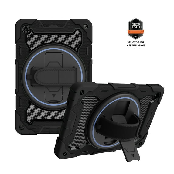 Lenovo Tab M10 Plus 3rd Gen 10.6" Case, Dteck Heavy Duty Drop-Proof Protection Rugged Case with 360° Rotating Stand Strap Pen Holder for Lenovo M10 Plus 10.6 TB-125F/128F,Black