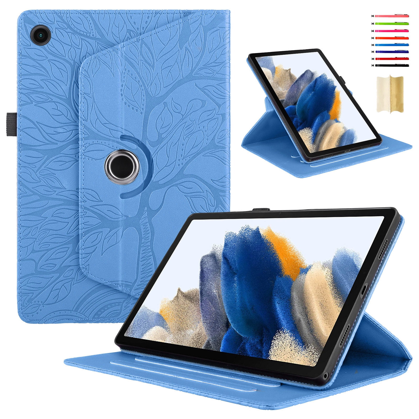 for Lenovo Tab M10 Plus 3rd Gen 10.6 inch (2022) Embossed PU Leather Folio  Flip Case, 360 Degree Rotating Kickstand Smart Case Cover with Stylus Slot