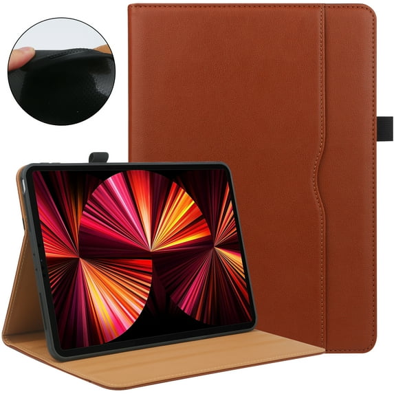 for Lenovo Tab M11 11" 2024, PU Leather Folio Stand Cover with Pencil Holder, Auto Wake/Sleep, Multiple Viewing Angles, Built in Elastic Belt Hand Strap for Lenovo Tab M11, Brown