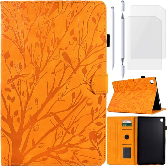 for Lenovo Tab M11/K11 (2024) Leather Case Embossed Tree Bird Folio Cover, Auto Sleep/Wake, Non-slip Stand Support, Stylus Pen Card Slot, Soft TPU Shell, Screen Protector