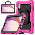 thumbnail image 1 of for Lenovo Tab M9 Case 9 Inch 2023 (TB-310FU/TB-310XU) with Pencil Holder + Built-in Kickstand + 360° Rotating Handle + Screen Protector, 3 Layer Hybrid Shockproof Rugged Heavy Duty Case, Black+Rose, 1 of 1