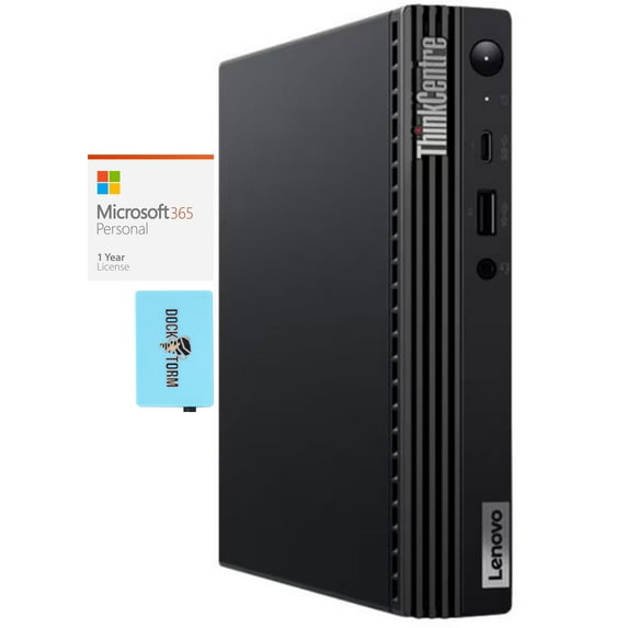Lenovo ThinkCentre M60e Home/Business Mini Desktop (Intel i5-1035G1 4-Core, Intel UHD, 32GB RAM, 1TB PCIe SSD + 1TB HDD (2.5), Wifi, Win 10 Pro) with Microsoft 365 Personal , Dockztorm Hub