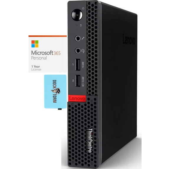 Lenovo ThinkCentre M625 Tiny Home/Business Mini Desktop (AMD A4-9120c 2-Core, AMD Radeon R4, 32GB RAM, 2TB PCIe SSD, Wifi, Bluetooth, Win 10 Pro) with Microsoft 365 Personal , Dockztorm Hub