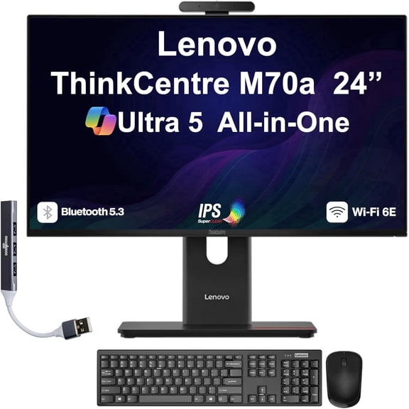 Lenovo ThinkCentre M70a Ultra 5-245T 16GB DDR5 1TB 24 FHD AIO Win11P w/USB Hub