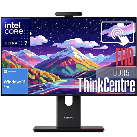Lenovo ThinkCentre M70a Gen 6 All-in-One with Intel Core Ultra 7 265T vPro Processor,23.8" 1920 x 1080 FHD Touchscreen Display,16GB DDR5 RAM, 512GB of SSD, 5MP IR/RGB Camera,Windows 11 Pro